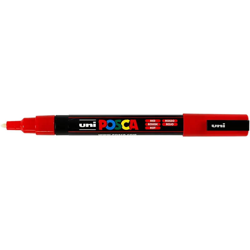 Posca Marker , Nr. PC-3M, Strichstärke 0,9-1,3 mm, fein, Rot, 1 Stk [HOB-274040]