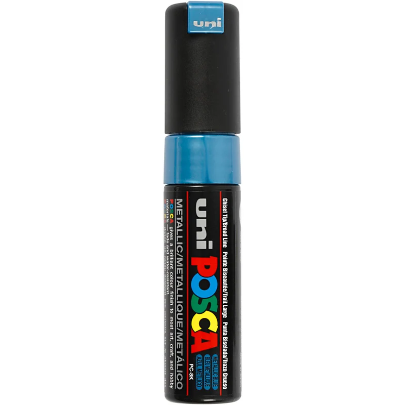 Posca Marker , Nr. PC-8K, Strichstärke 8 mm, breit, Metallic-Blau, 1 Stk [HOB-278880]