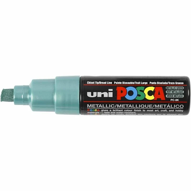 Posca Marker , Nr. PC-8K, Strichstärke 8 mm, breit, Metallic-Grün, 1 Stk [HOB-278870]