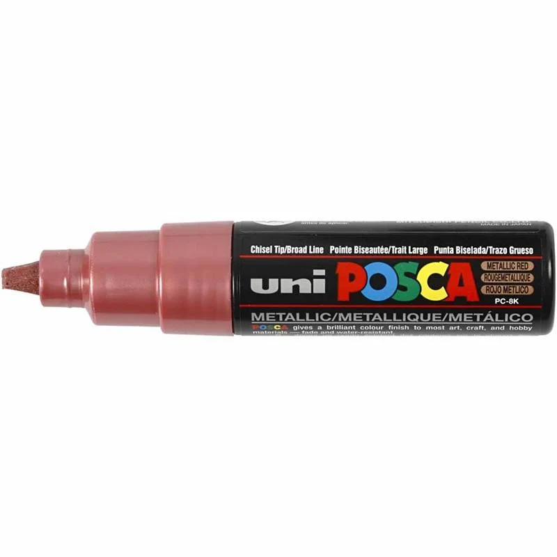 Posca Marker , Nr. PC-8K, Strichstärke 8 mm, breit, Metallic-Rot, 1 Stk [HOB-278860]