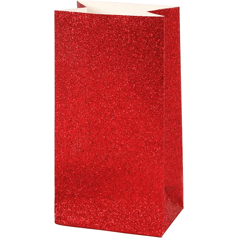Papiertüten, H 17 cm, Größe 6x9 cm, 200 g, Rot, 8 Stk/ 1 Pck [HOB-23149]