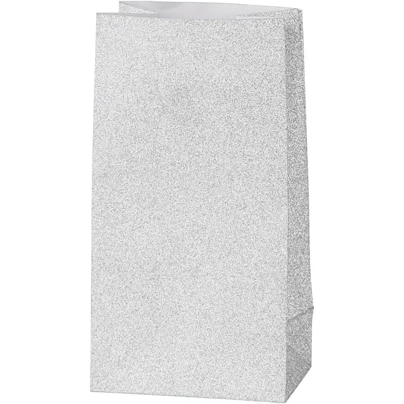 Papiertüten, H 17 cm, Größe 6x9 cm, 120 g, Silber, 8 Stk/ 1 Pck [HOB-23137]