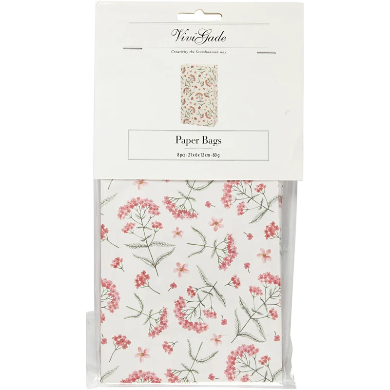 Papiertüten, Blumen, H 21 cm, Größe 6x12 cm, 80 g, 8 Stk/ 1 Pck [HOB-231350]