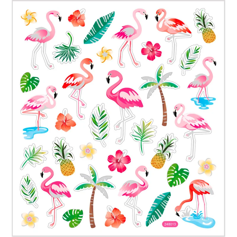 Sticker, Flamingo, Blatt 15x16,5 cm, ca. 37 Stk, 1 Bl. [HOB-29138]
