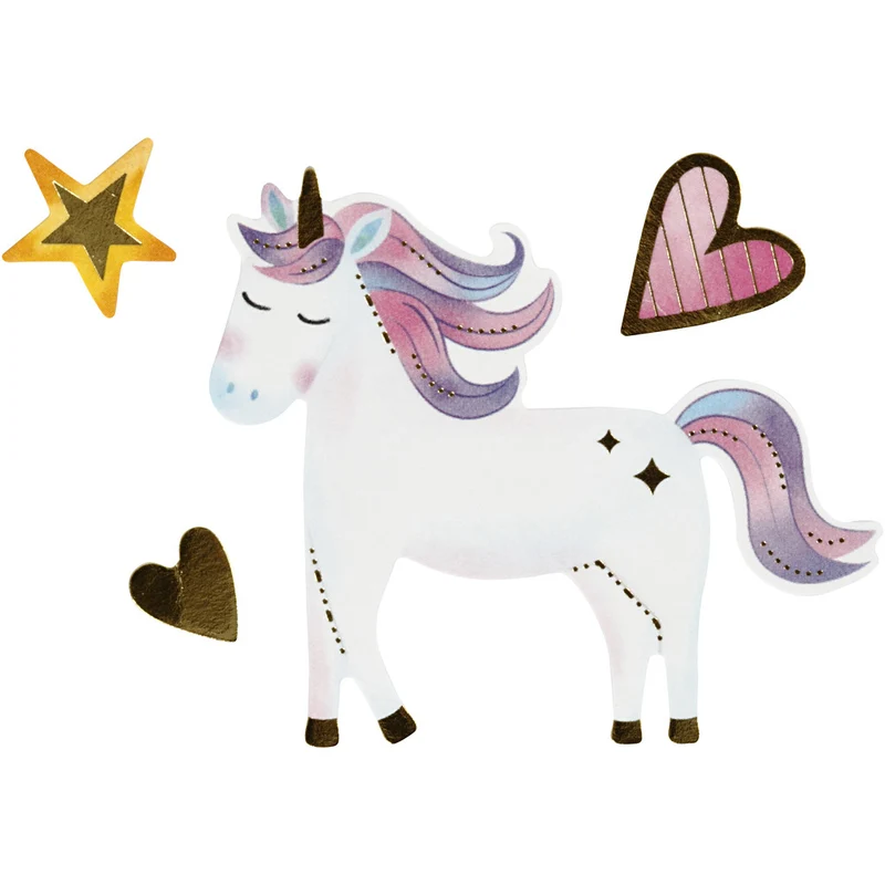 Sticker, Einhorn, Blatt 15x16,5 cm, 1 Bl. [HOB-29121]