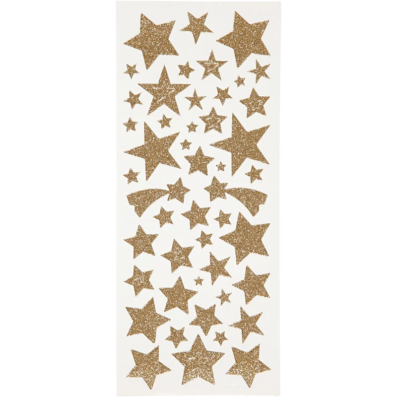 Glitzeraufkleber, Sterne, Blatt 10x24 cm, ca. 110 Stk, Gold, 2 Bl./ 1 Pck [HOB-29110]
