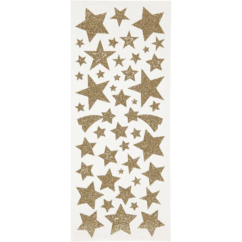 Glitzeraufkleber, Sterne, Blatt 10x24 cm, ca. 110 Stk, Gold, 2 Bl./ 1 Pck [HOB-29110]