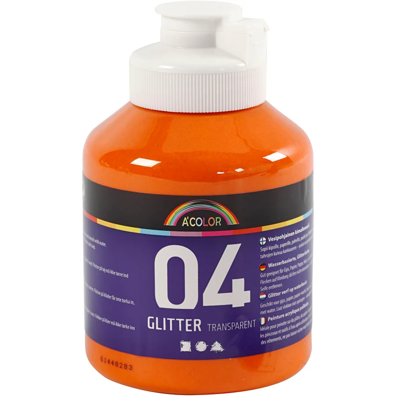 Glitter-Acrylfarbe, Orange, 500 ml/ 1 Fl. [HOB-32505]