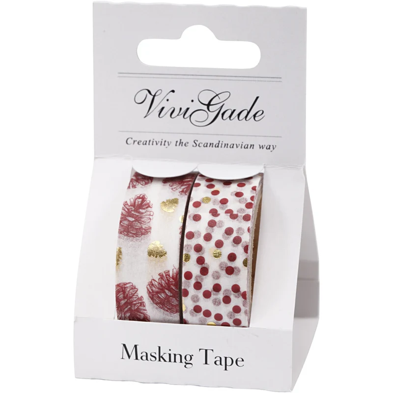 Washi Tape, Zapfen und Punkte - Glanzfolie, B 15 mm, 2x4 m/ 1 Pck [HOB-24762]