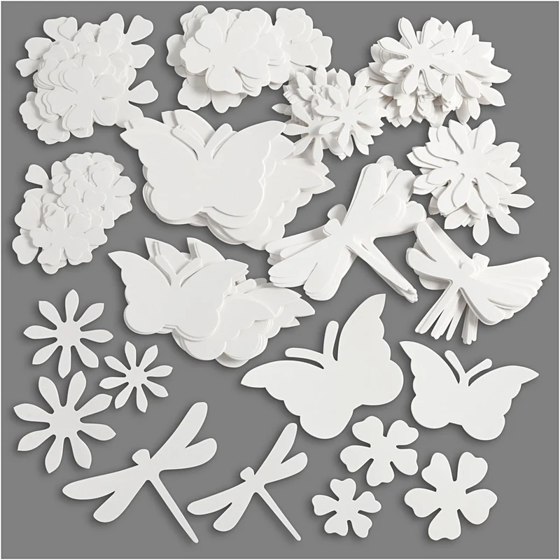 Sommerliche Stanzfiguren, Größe 4,5-12 cm, 240 g, Weiß, 362 Stk/ 1 Pck [HOB-23839]
