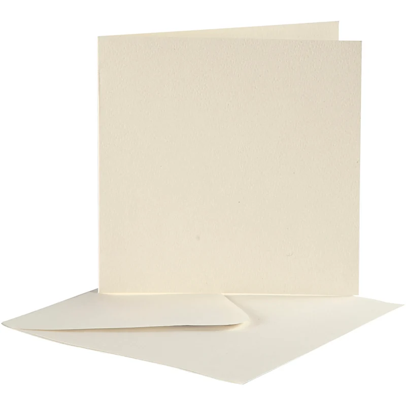 Karten & Kuverts, Kartengröße 12,5x12,5 cm, Umschlaggröße 13,5x13,5 cm, Naturweiß, 10 Set/ 1 Pck [HOB-23728]