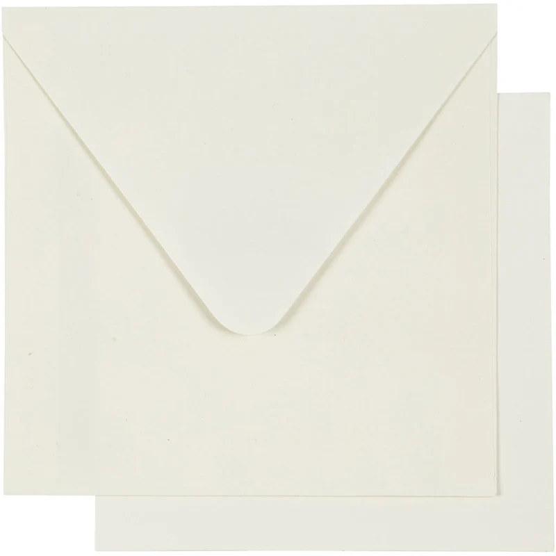 Karten & Kuverts, Kartengröße 12,5x12,5 cm, Umschlaggröße 13,5x13,5 cm, Naturweiß, 10 Set/ 1 Pck [HOB-23728]