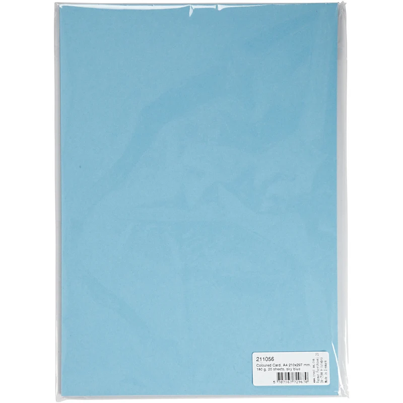 Karton, farbig, A4, Blatt 210x297 mm, 180 g, Hellblau, 20 Bl./ 1 Pck [HOB-211056]