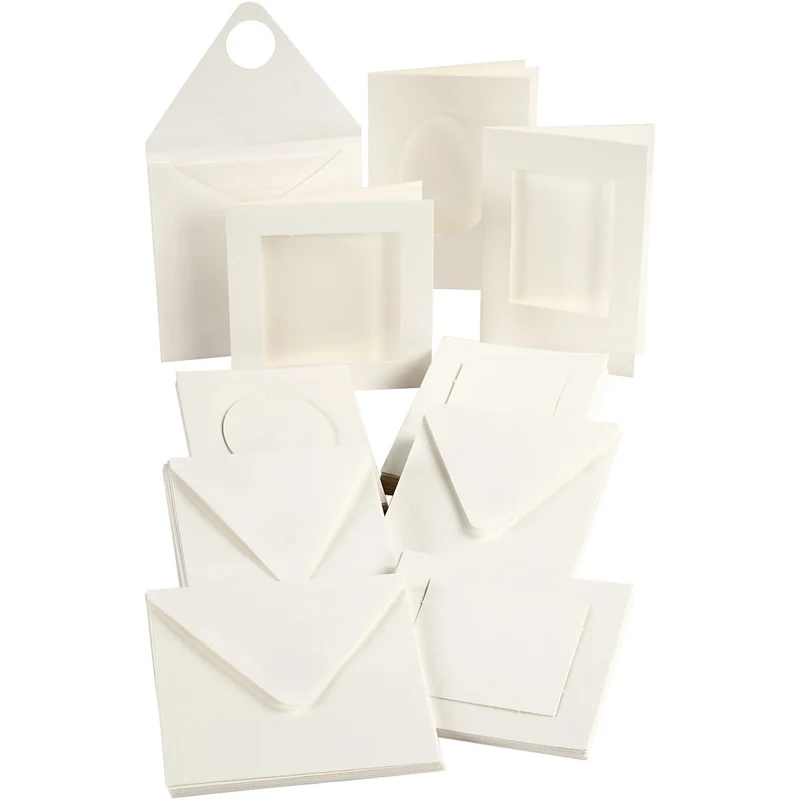 Passepartout-Karten, Kartengröße 10,5x15 + 12,5x12,5 cm, Inhalt kann variieren , Naturweiß, 50 Set/ 1 Pck [HOB-21080]