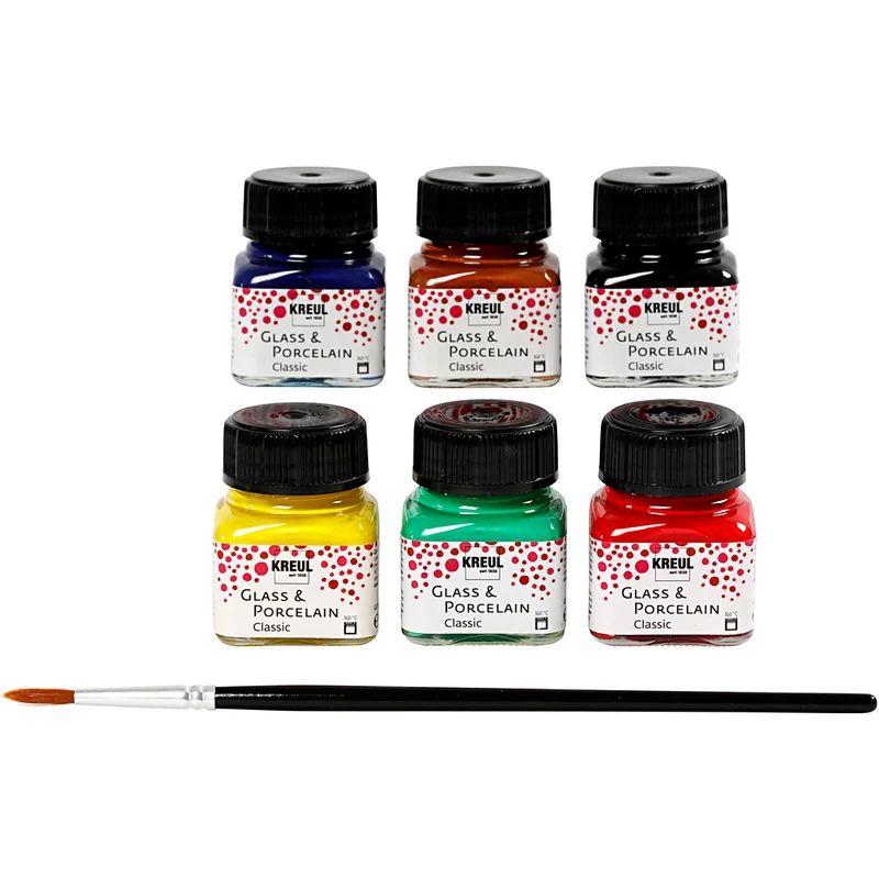 Glas- und Porzellanfarbe - Sortiment, Sortierte Farben, 6x20 ml/ 1 Pck [HOB-31405]