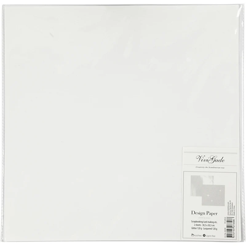 Design-Papier, Blatt 30,5x30,5 cm, 120+128 g, Weiß, 2 Bl./ 1 Pck [HOB-26240]