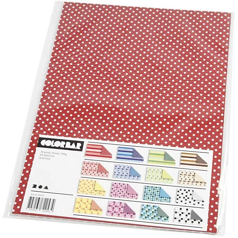 Color Bar-Papier, A4, Blatt 210x297 mm, 100 g, 16 Bl. sort./ 1 Pck [HOB-26020]