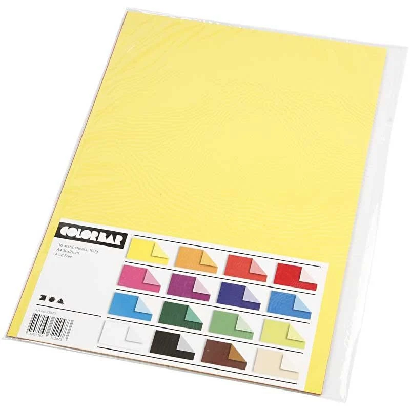 Color Bar-Papier, A4, Blatt 210x297 mm, 100 g, 16 Bl. sort./ 1 Pck [HOB-25820]