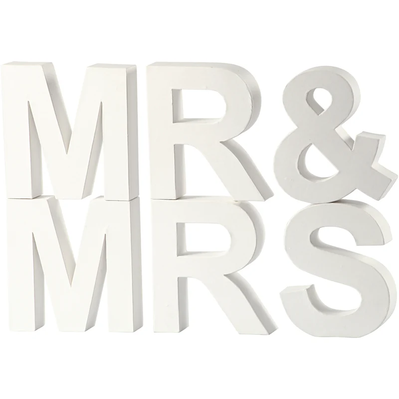 Buchstaben, MR & MRS, H 17,5 cm, T 4,5 cm, Weiß, 1 Set [HOB-25772]