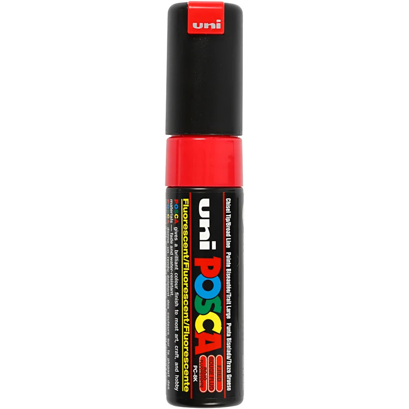 Posca Marker , Nr. PC-8K, Strichstärke 8 mm, breit, Fluo-Rot, 1 Stk [HOB-278740]