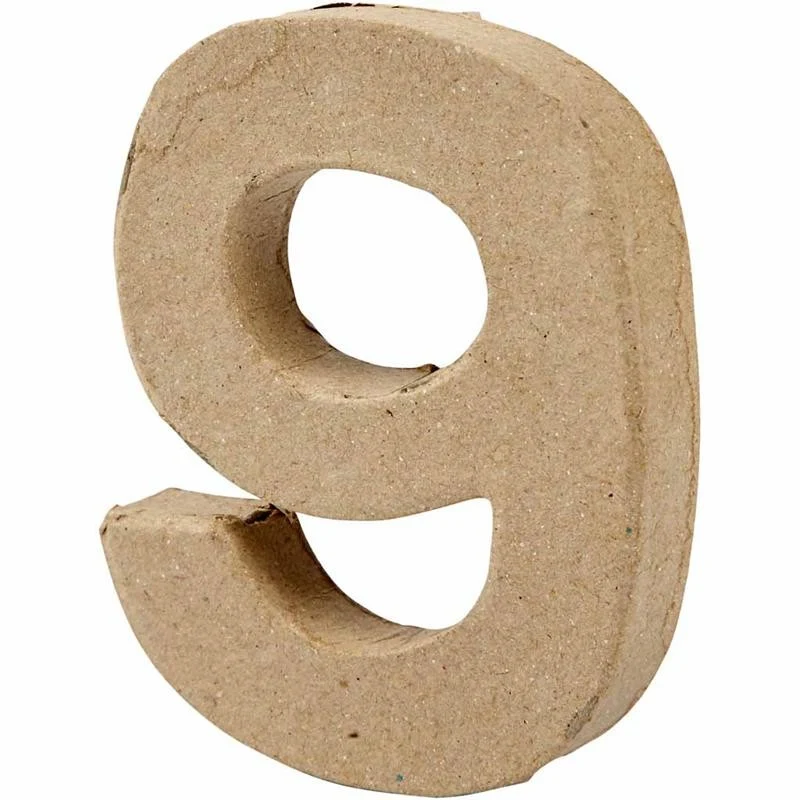 Zahl, 9, H 10 cm, B 8,5 cm, Dicke 1,7 cm, 1 Stk [HOB-26676]