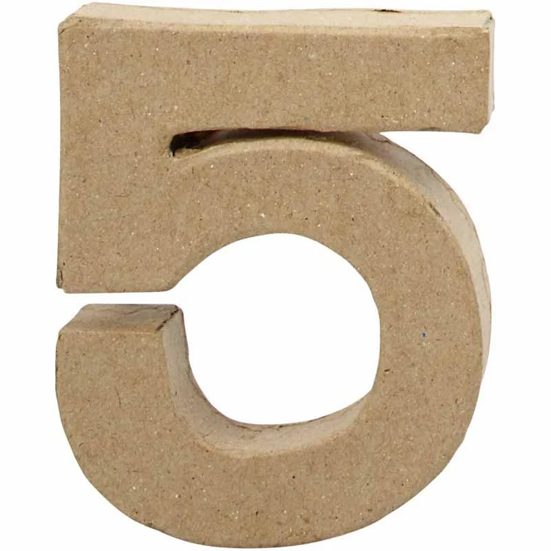 Zahl, 5, H 10 cm, B 8,5 cm, Dicke 1,7 cm, 1 Stk [HOB-26672]