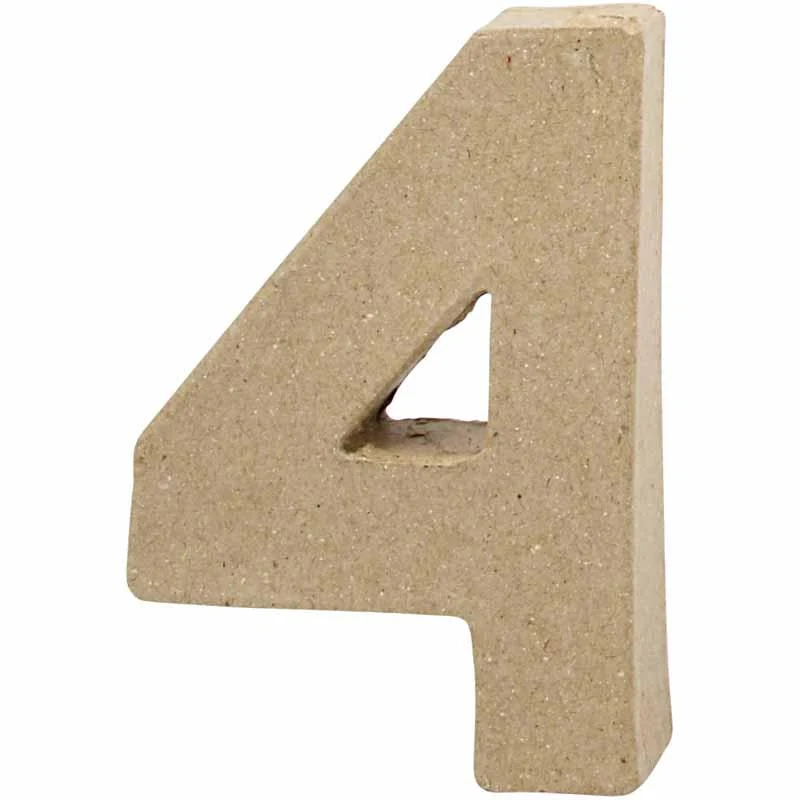 Zahl, 4, H 10 cm, B 6,8 cm, Dicke 1,7 cm, 1 Stk [HOB-26671]
