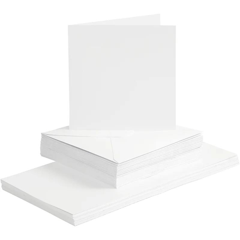 Karten & Kuverts, Kartengröße 15x15 cm, Umschlaggröße 16x16 cm, 120+240 g, Weiß, 50 Set/ 1 Pck [HOB-23115]