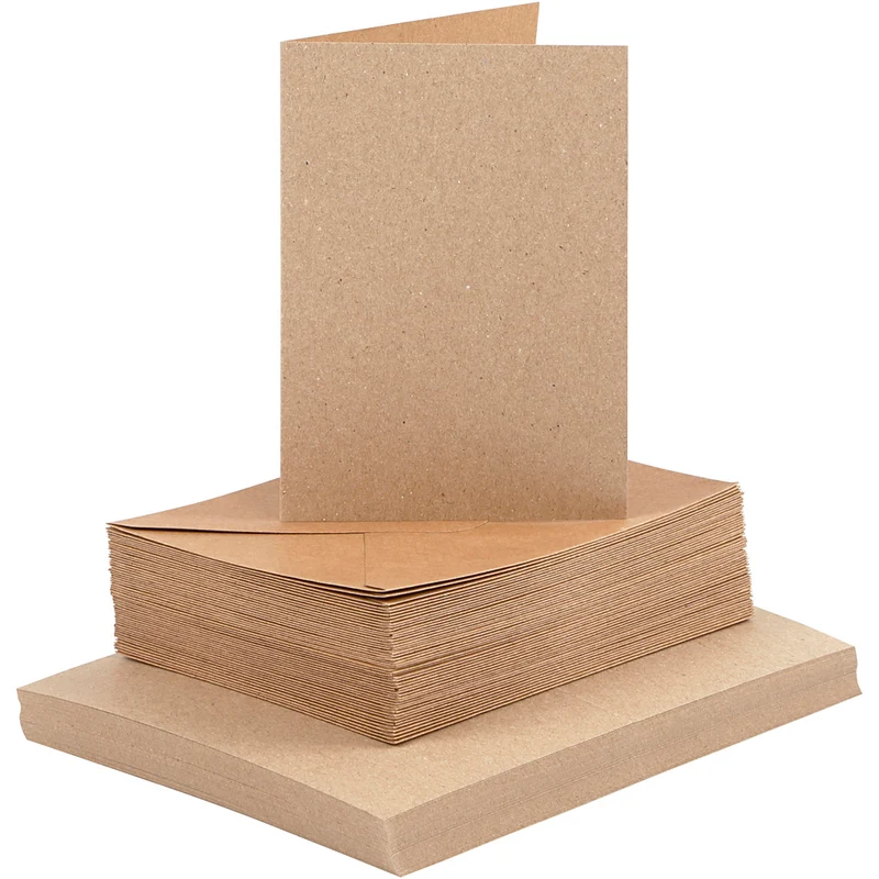 Karten & Kuverts, Kartengröße 10,5x15 cm, Umschlaggröße 11,5x16,5 cm, 120+240 g, Natur, 50 Set/ 1 Pck [HOB-23113]
