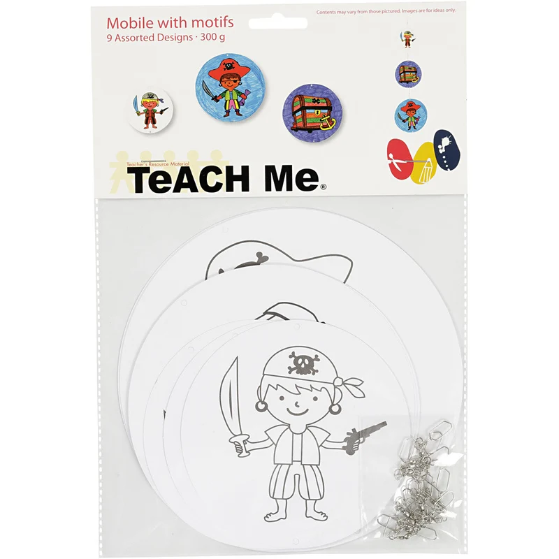 Mobile mit Motivdruck, D 12+15+18 cm, 300 g, Weiß, 3 Set/ 1 Pck [HOB-25458]