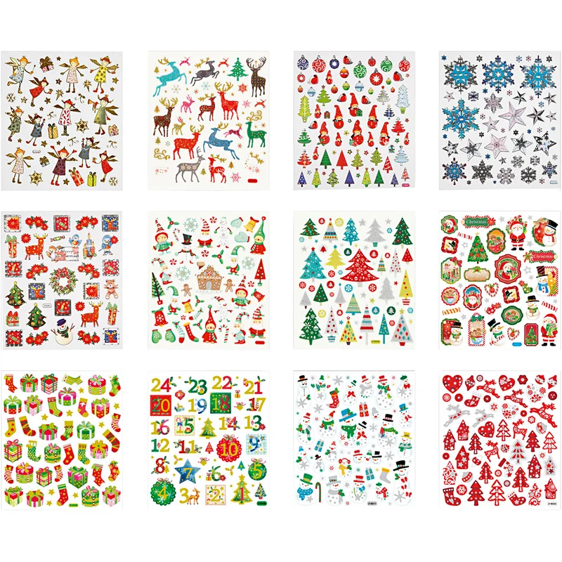 Stickerbuch, Weihnachten, Blatt 15x16,5 cm, ca. 584 Stk, 12 Bl./ 1 Pck [HOB-28969]