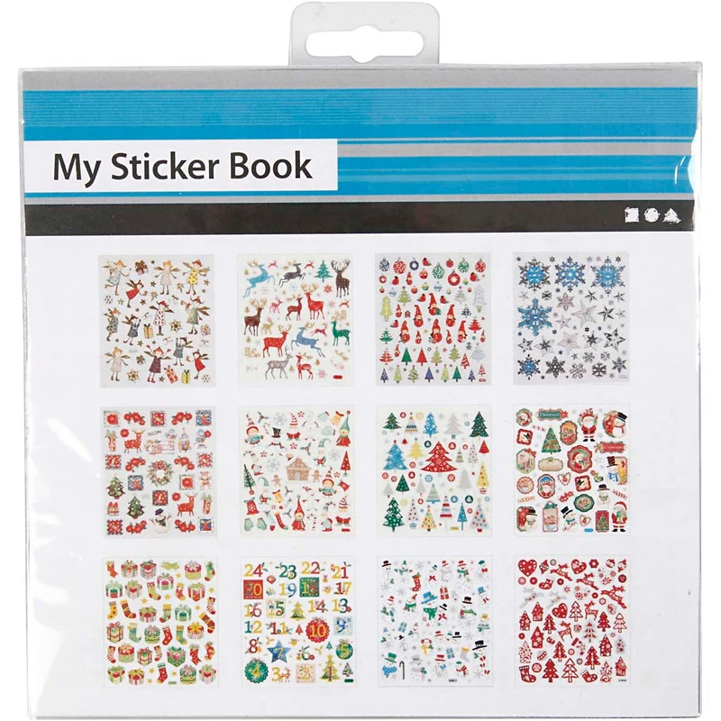 Stickerbuch, Weihnachten, Blatt 15x16,5 cm, ca. 584 Stk, 12 Bl./ 1 Pck [HOB-28969]
