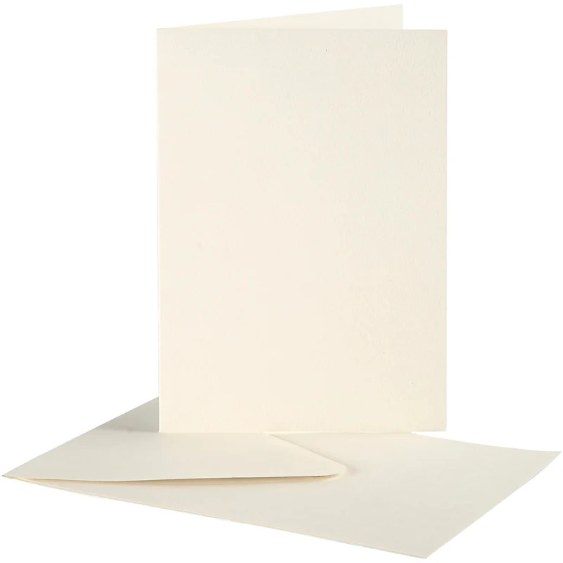 Karten & Kuverts, Kartengröße 10,5x15 cm, Umschlaggröße 11,5x16,5 cm, Naturweiß, 10Set/ 1 Pck [HOB-23708]