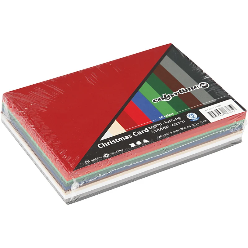 Bastelkarton Weihnachten, A6, Blatt 105x148 mm, 180 g, Sortierte Farben, 120 Bl. sort./ 1 Pck [HOB-214460]