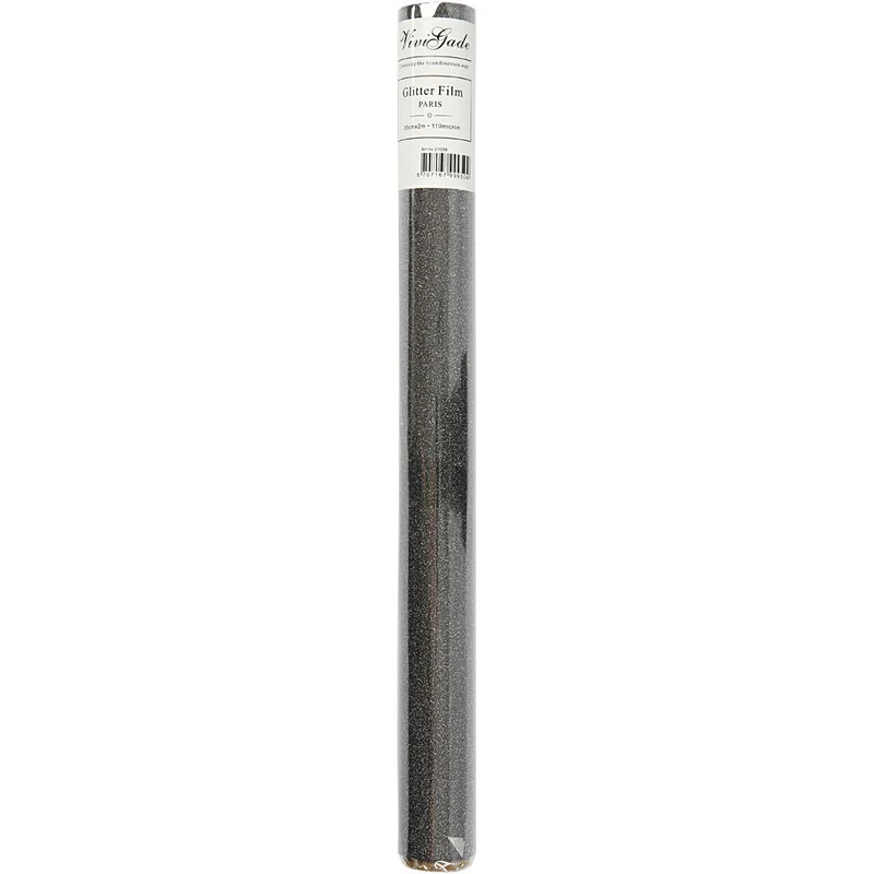 Glitzerfolie, B 35 cm, Dicke 110 my, Schwarz, 2 m/ 1 Rolle [HOB-21056]