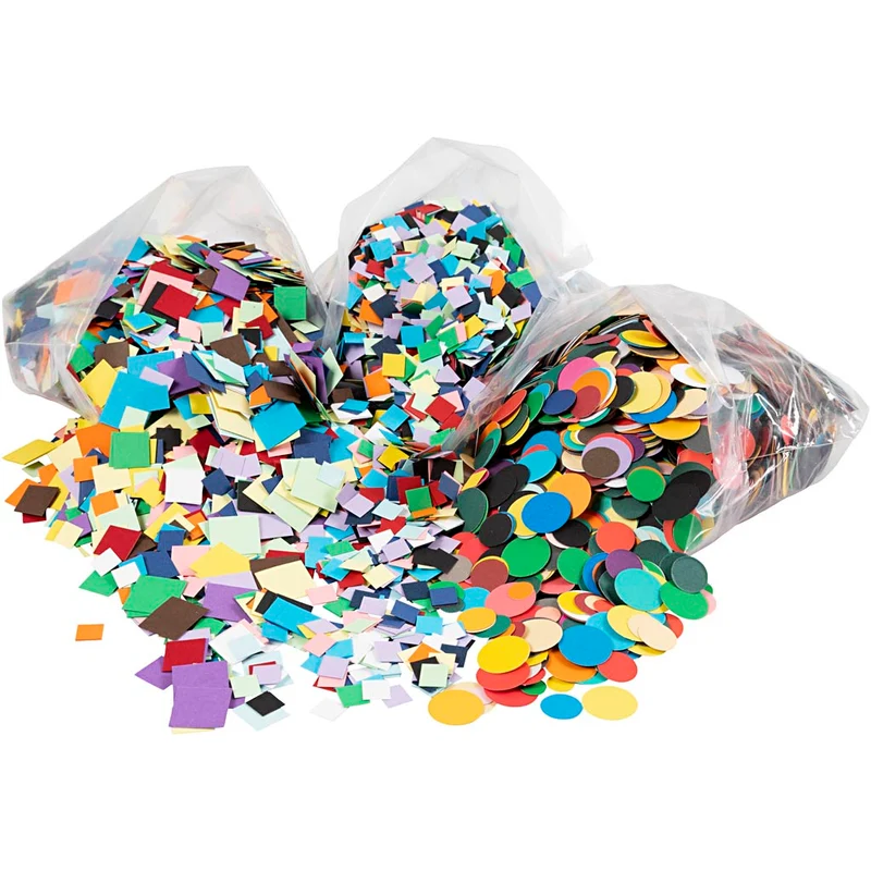 Karton-Mosaik, Größe 10+15+20 mm, ca. 80000 Stk, Sortierte Farben, 8x180 g/ 1 Pck [HOB-21015]