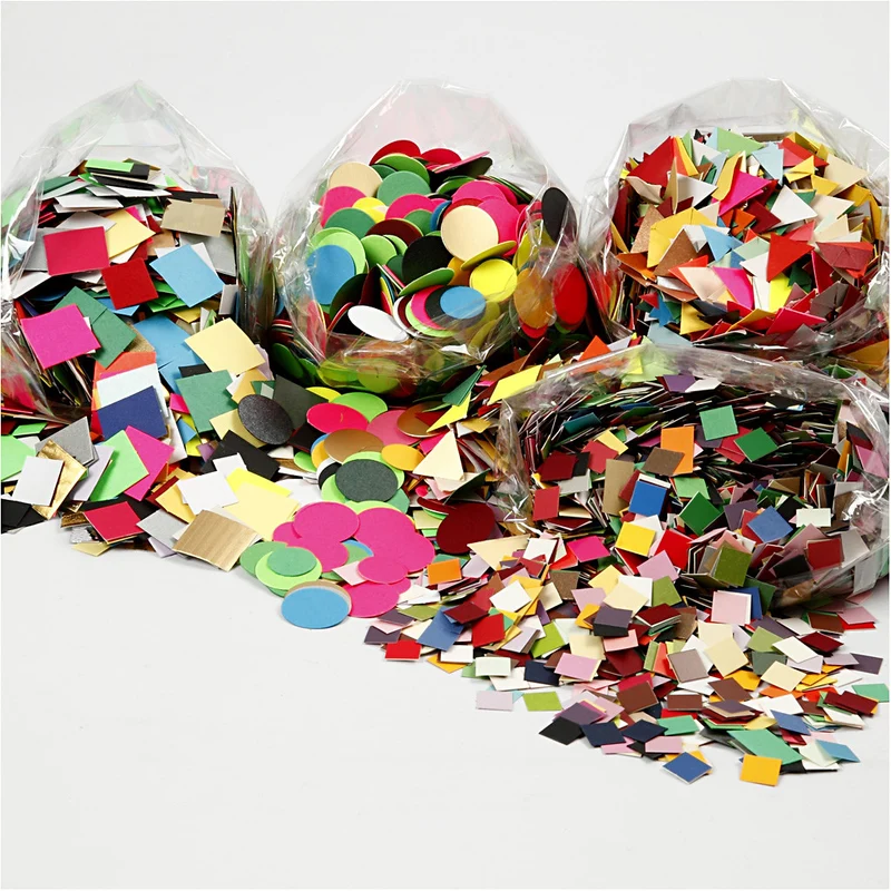 Karton-Mosaik, Größe 10+15+20 mm, ca. 80000 Stk, Sortierte Farben, 8x180 g/ 1 Pck [HOB-21015]