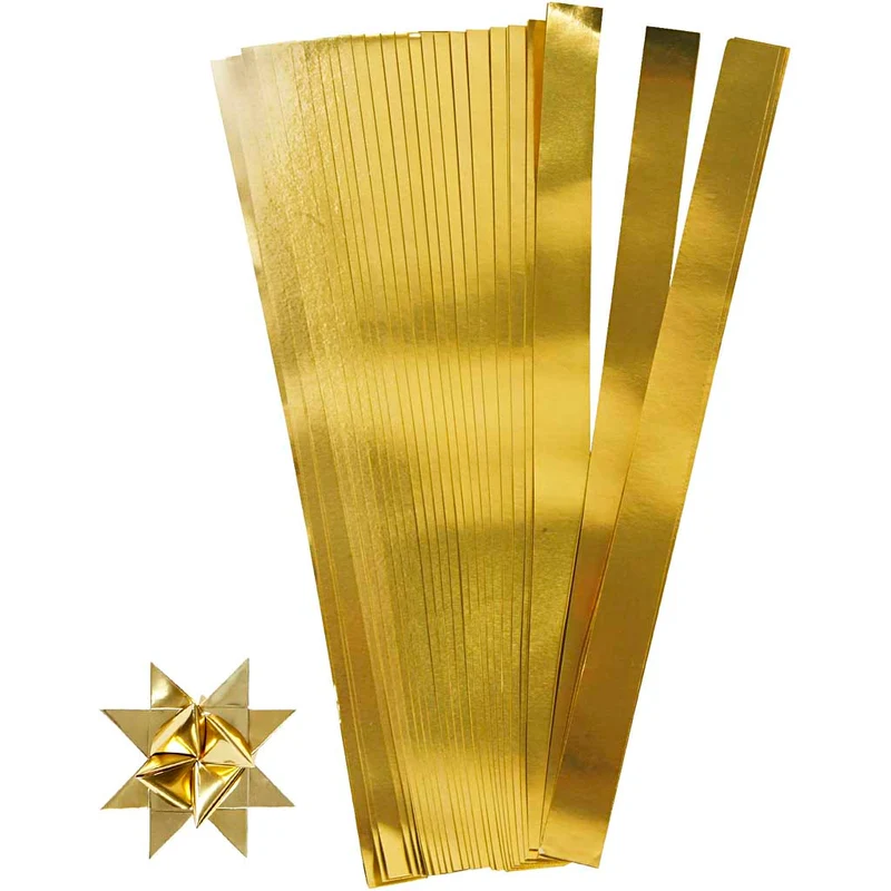 Papierstreifen für Sterne, L 45 cm, B 15 mm, D 6,5 cm, Gold, 100 Streifen/ 1 Pck [HOB-20937]