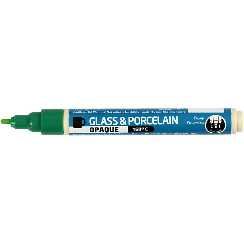 Glas- und Porzellanmalstift, Strichstärke 2-4 mm, Deckend, Grün, 1 Stk [HOB-31330]