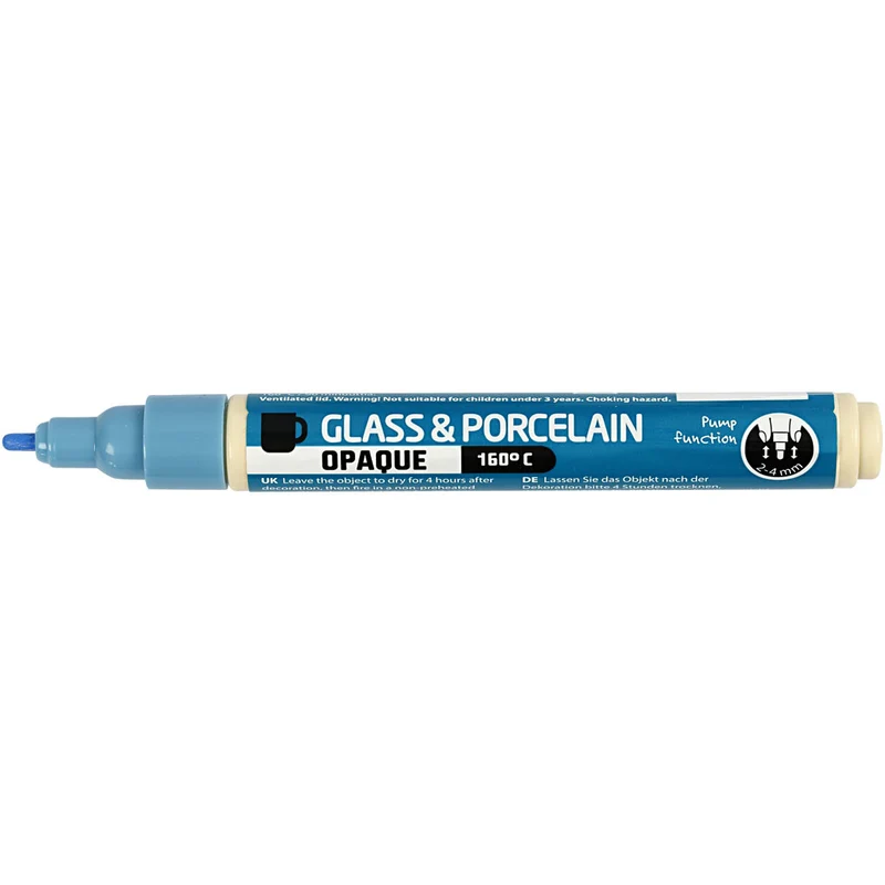 Glas- und Porzellanmalstift, Strichstärke 2-4 mm, Deckend, Hellblau, 1 Stk [HOB-31329]