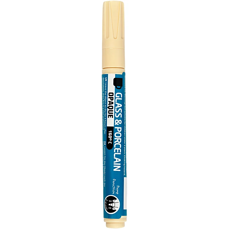 Glas- und Porzellanmalstift, Strichstärke 2-4 mm, Deckend, Creme, 1 Stk [HOB-31325]