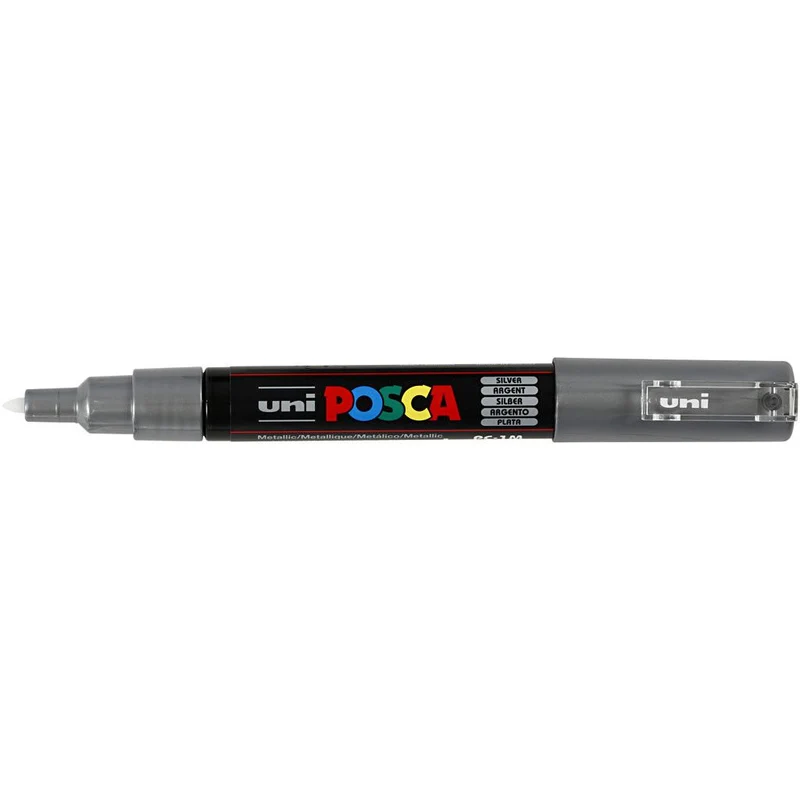 Posca Marker , Nr. PC-1M, Strichstärke 0,7 mm, extrafein, Silber, 1 Stk [HOB-273805]