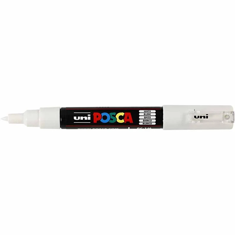 Posca Marker , Nr. PC-1M, Strichstärke 0,7 mm, extrafein, Weiß, 1 Stk [HOB-273052]