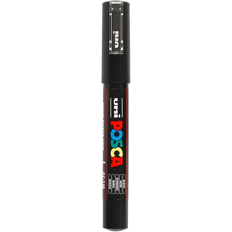 Posca Marker , Nr. PC-1M, Strichstärke 0,7 mm, extrafein, Schwarz, 1 Stk [HOB-273046]