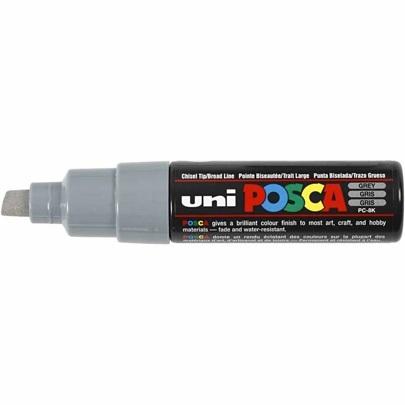 Posca Marker , Nr. PC-8K, Strichstärke 8 mm, breit, Grau, 1 Stk [HOB-278095]