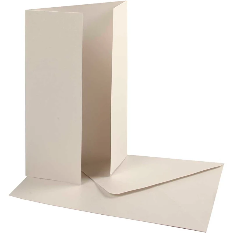 Perlglanz-Karte & Umschlag, Kartengröße 10,5x15 cm, Umschlaggröße 11,5x16,5 cm, 230+120 g, Naturweiß, 10 Set/ 1 Pck [HOB-23045]