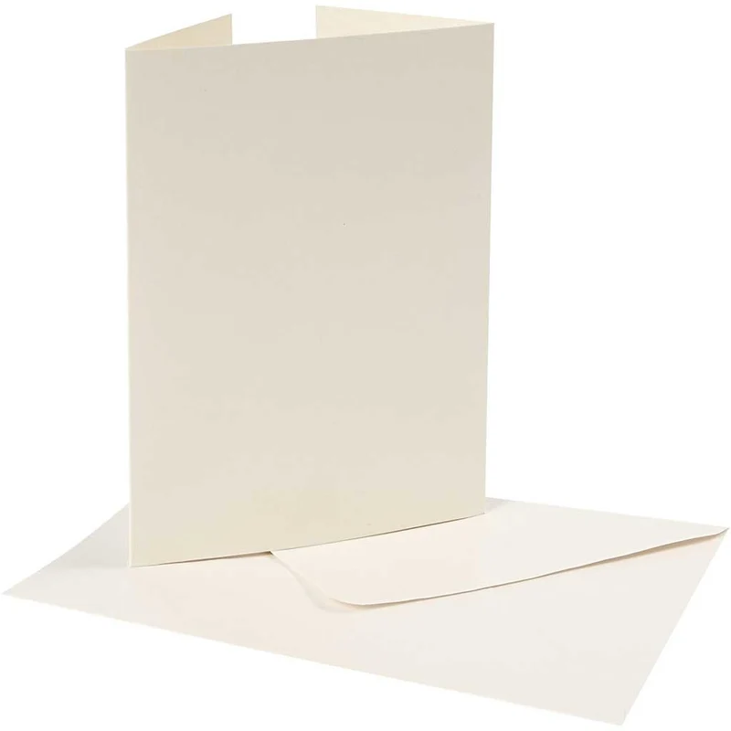 Perlglanz-Karte & Umschlag, Kartengröße 10,5x15 cm, Umschlaggröße 11,5x16,5 cm, 230+120 g, Naturweiß, 10 Set/ 1 Pck [HOB-23045]