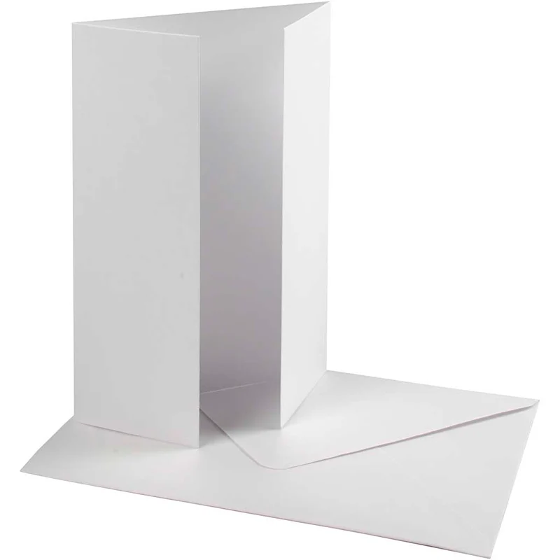 Perlglanz-Karte & Umschlag, Kartengröße 10,5x15 cm, Umschlaggröße 11,5x16,5 cm, 230+120 g, Weiß, 10 Set/ 1 Pck [HOB-23044]