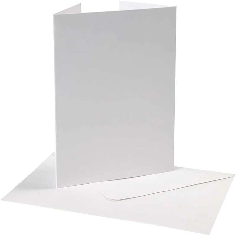 Perlglanz-Karte & Umschlag, Kartengröße 10,5x15 cm, Umschlaggröße 11,5x16,5 cm, 230+120 g, Weiß, 10 Set/ 1 Pck [HOB-23044]