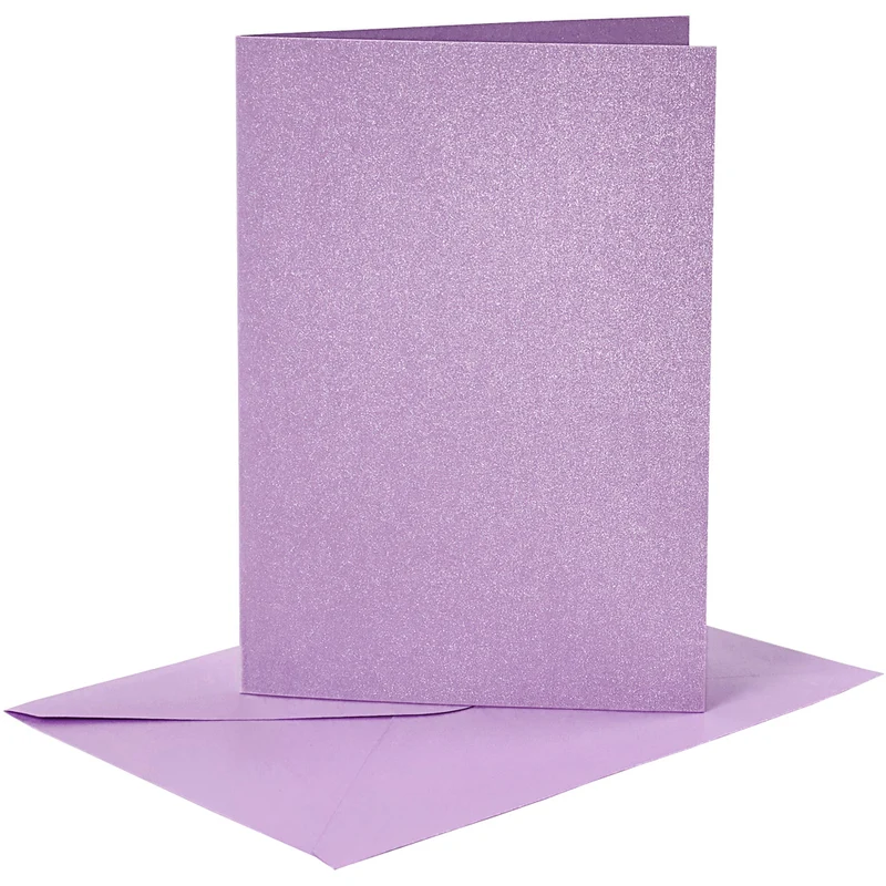Briefkarte und Briefumschlag, Kartengröße 10,5x15 cm, Umschlaggröße 11,5x16,5 cm, Perlmutt, 120+210 g, Flieder, 4 Set/ 1 Pck [HOB-23035]